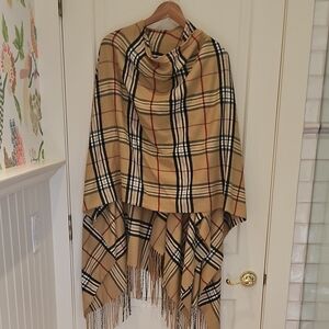 Lord & Taylor Tan and Black Checkered Wrap